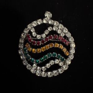 Vintage  Multicolor rhinestone Pendant and Brooch